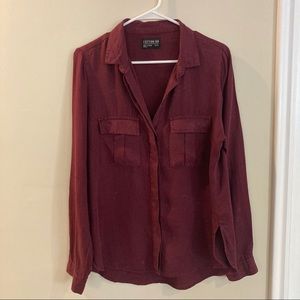 Cotton On burgundy button-down shirt